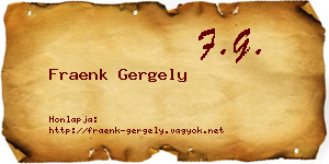 Fraenk Gergely névjegykártya